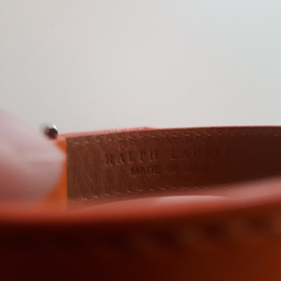 Ralph Lauren Purple Label Collection Bracelet Equestrian Leather Orange - Picture 3 of 4
